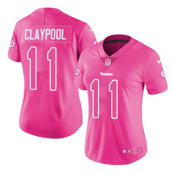 Women's Pittsburgh Steelers #11 Chase Claypool Pink Vapor Untouchable Limited Stitched NFL Jersey(Run Small)